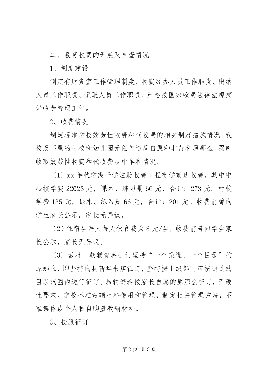 2023年治理教育乱收费规范教育收费工作专项检查自查报告.docx_第2页