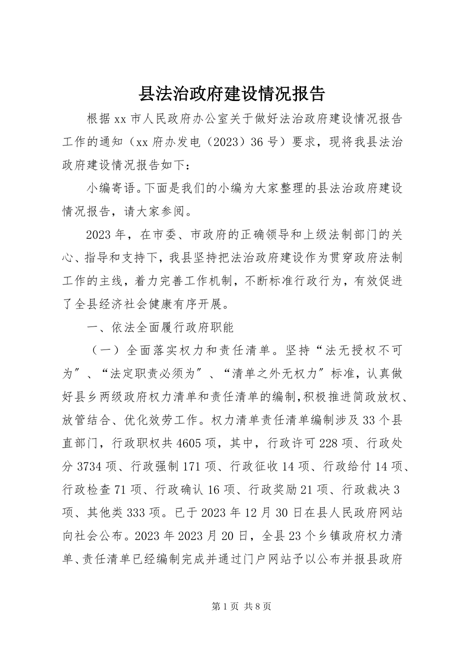 2023年县法治政府建设情况报告.docx_第1页