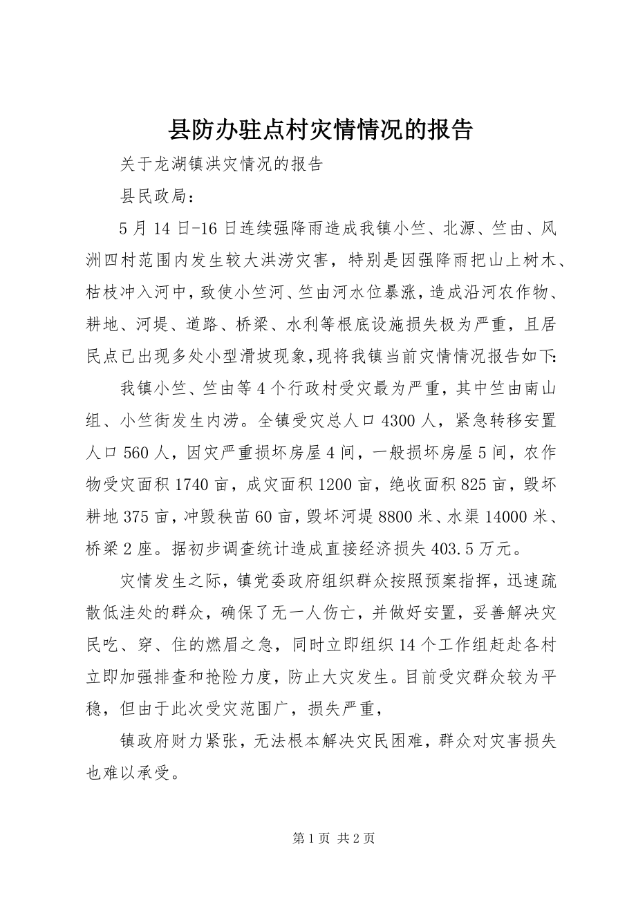 2023年县防办驻点村灾情情况的报告.docx_第1页