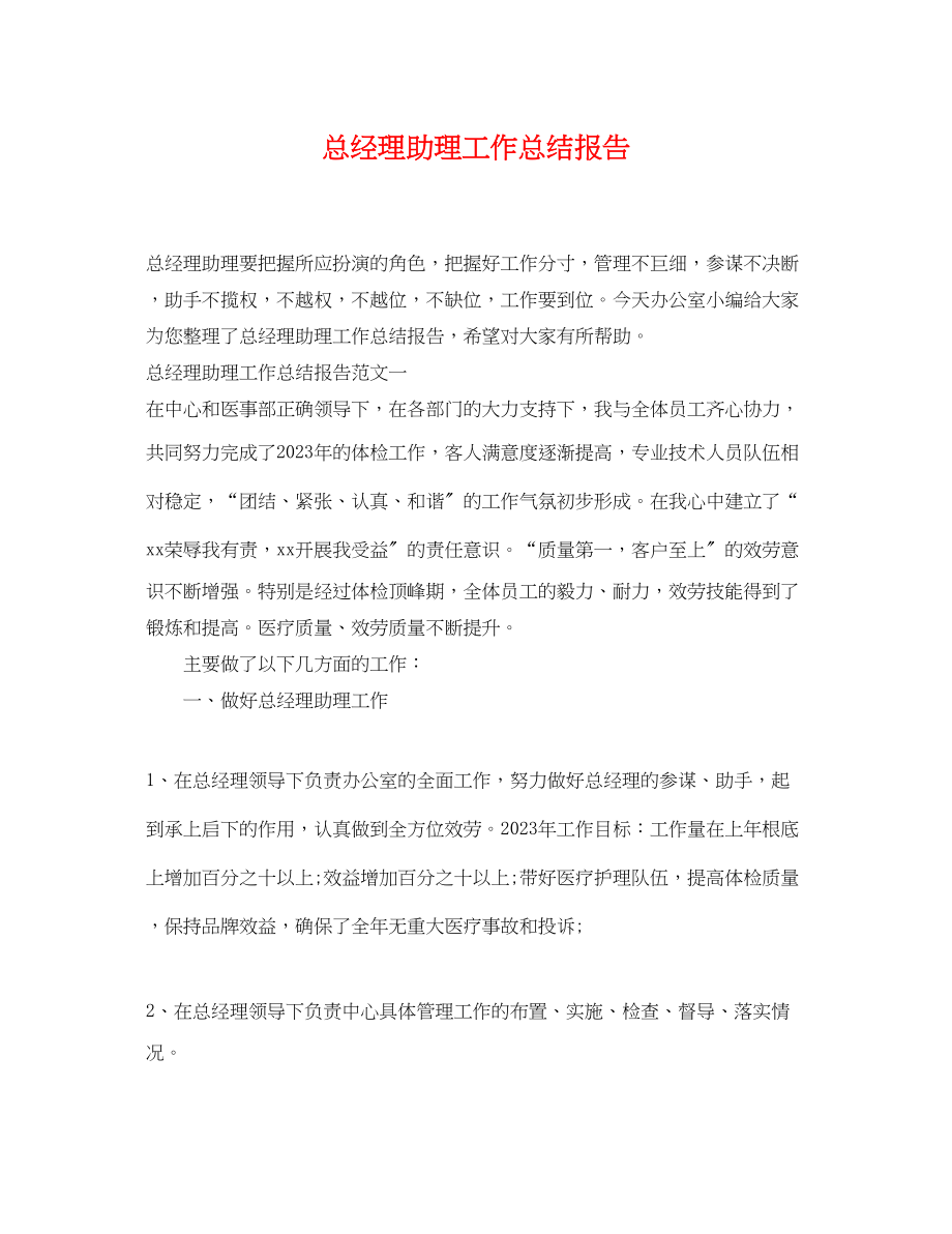 2023年总经理助理工作总结报告.docx_第1页