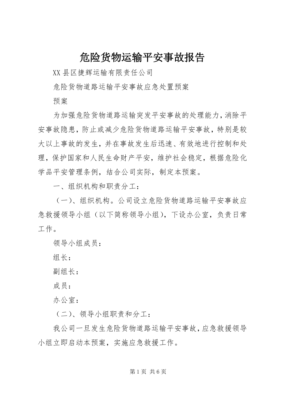 2023年危险货物运输安全事故报告.docx_第1页