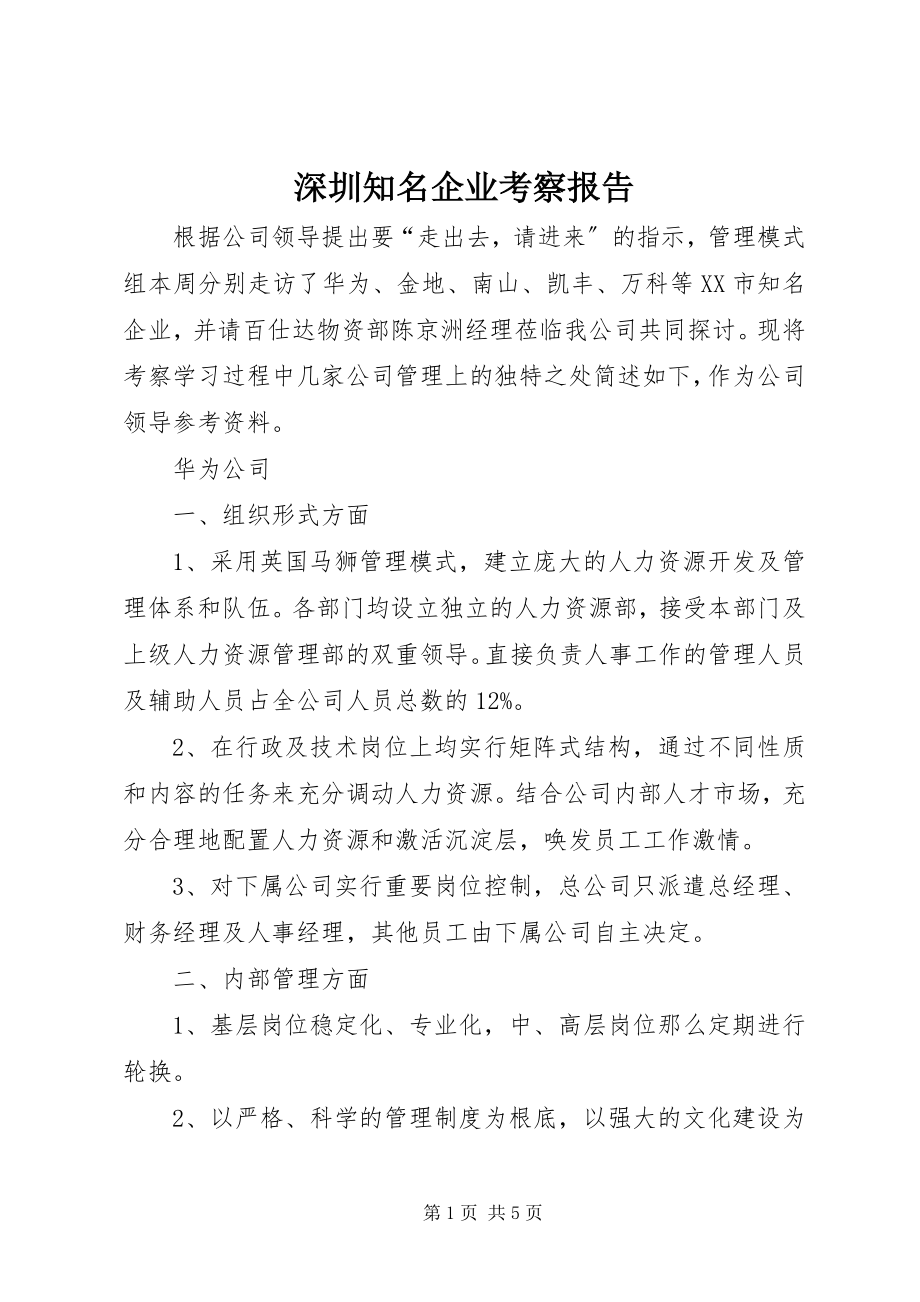 2023年深圳知名企业考察报告.docx_第1页