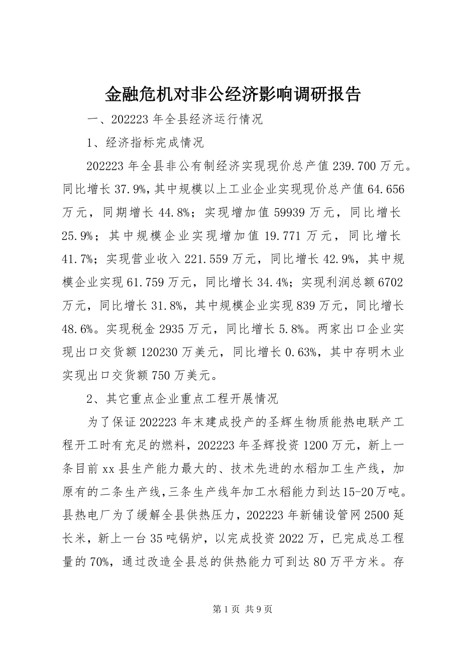 2023年金融危机对非公经济影响调研报告.docx_第1页