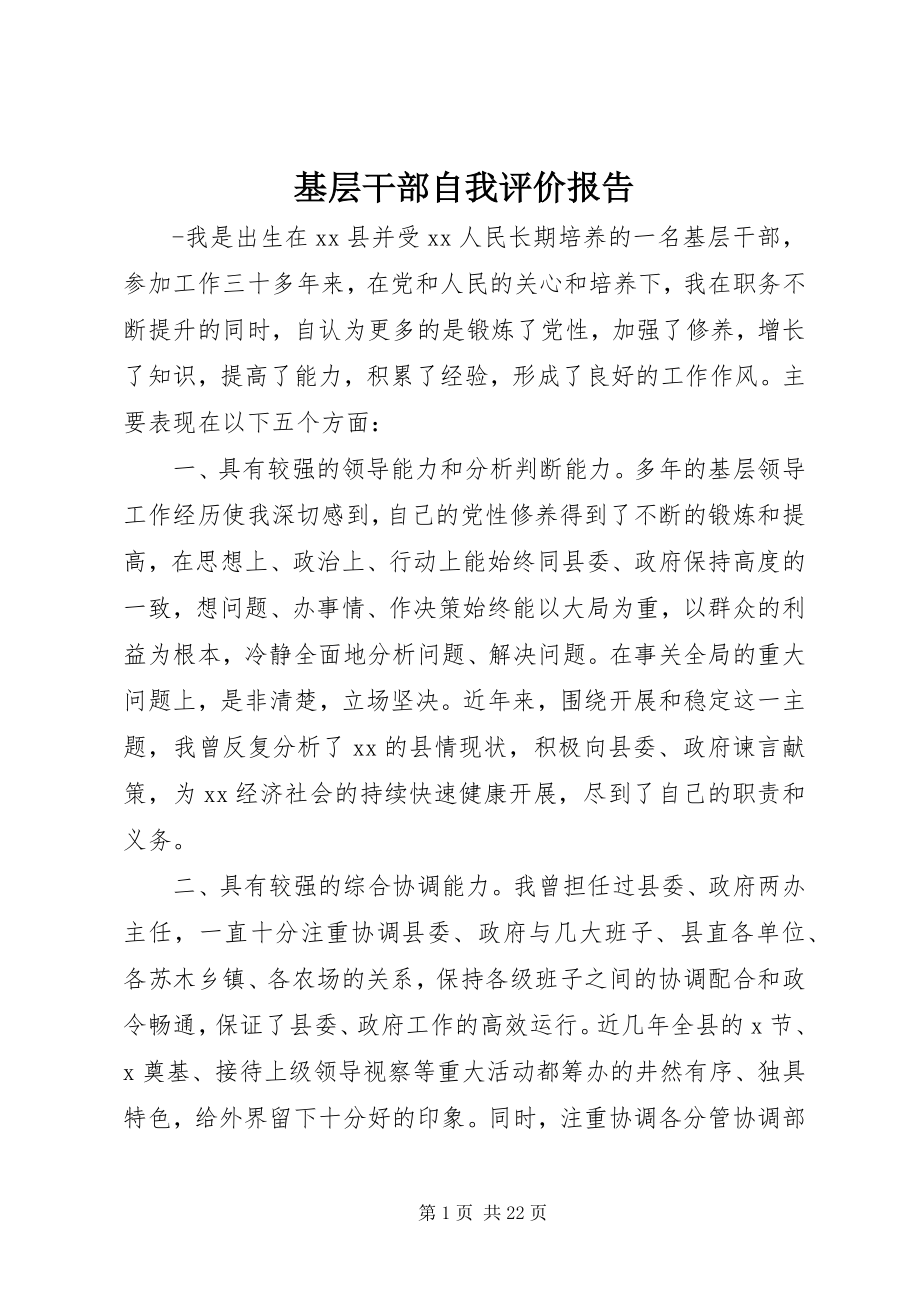 2023年基层干部自我评价报告.docx_第1页