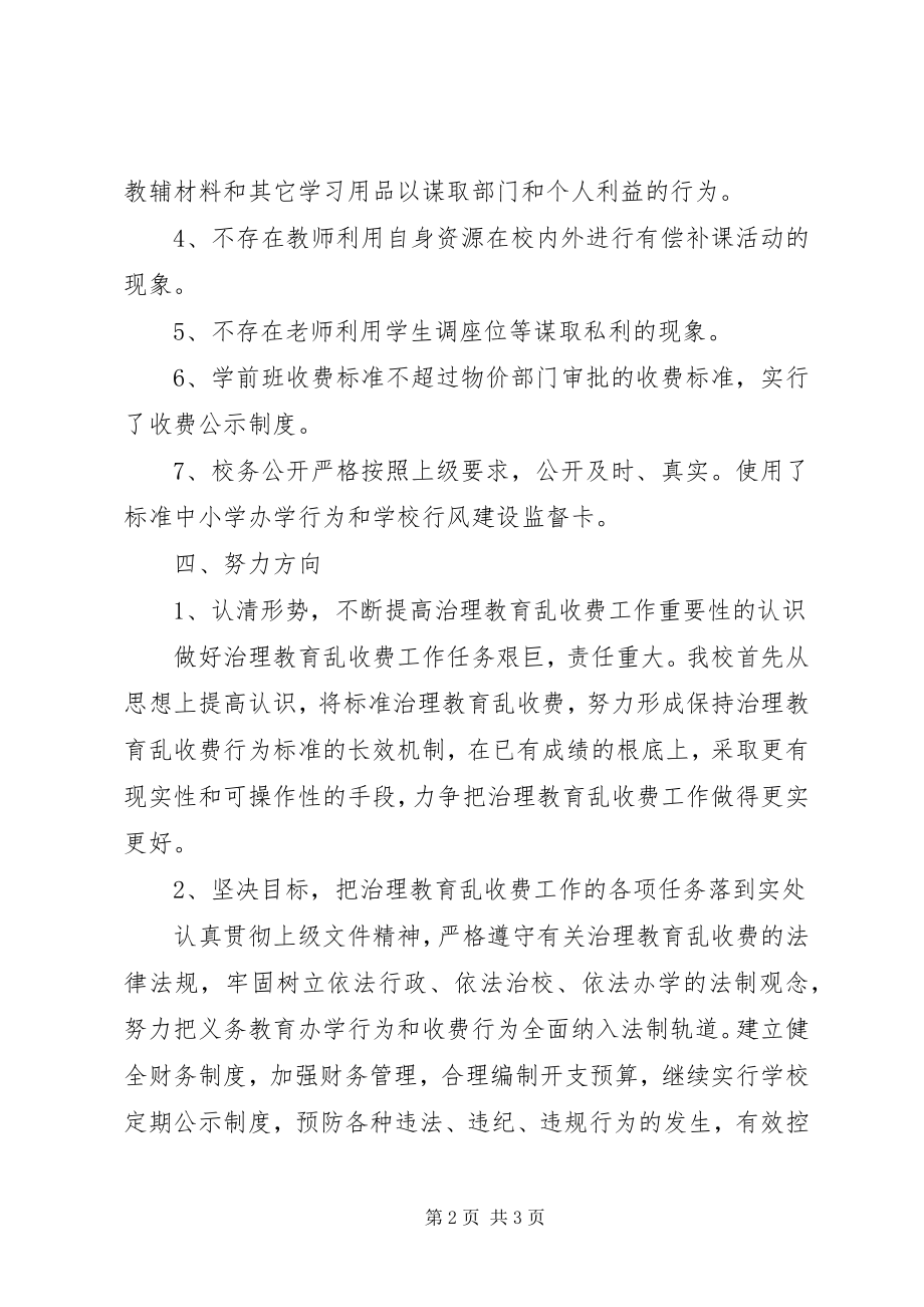 2023年学校治理教育乱收费工作的自查自纠报告.docx_第2页