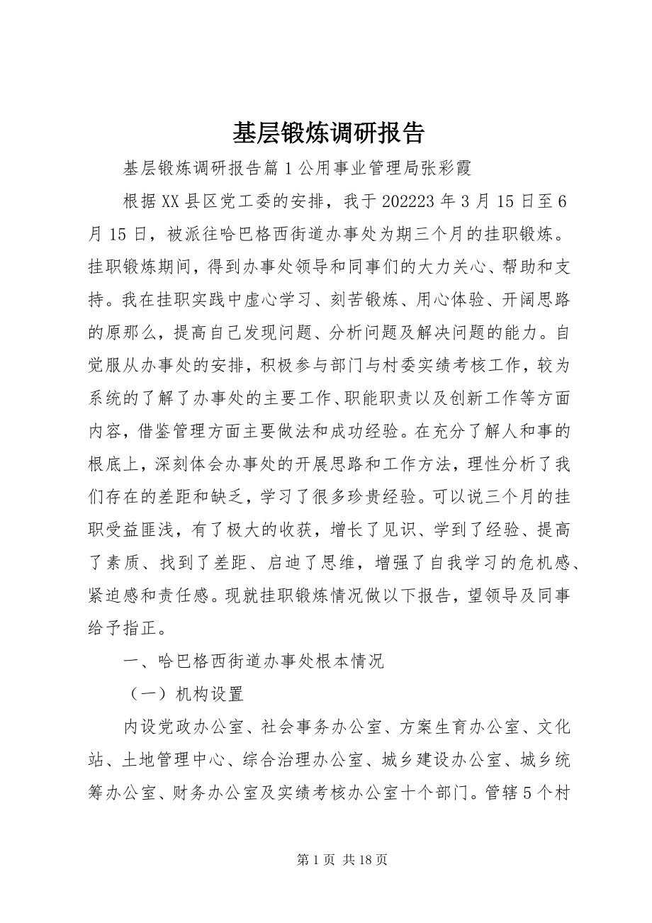 2023年基层锻炼调研报告.docx_第1页