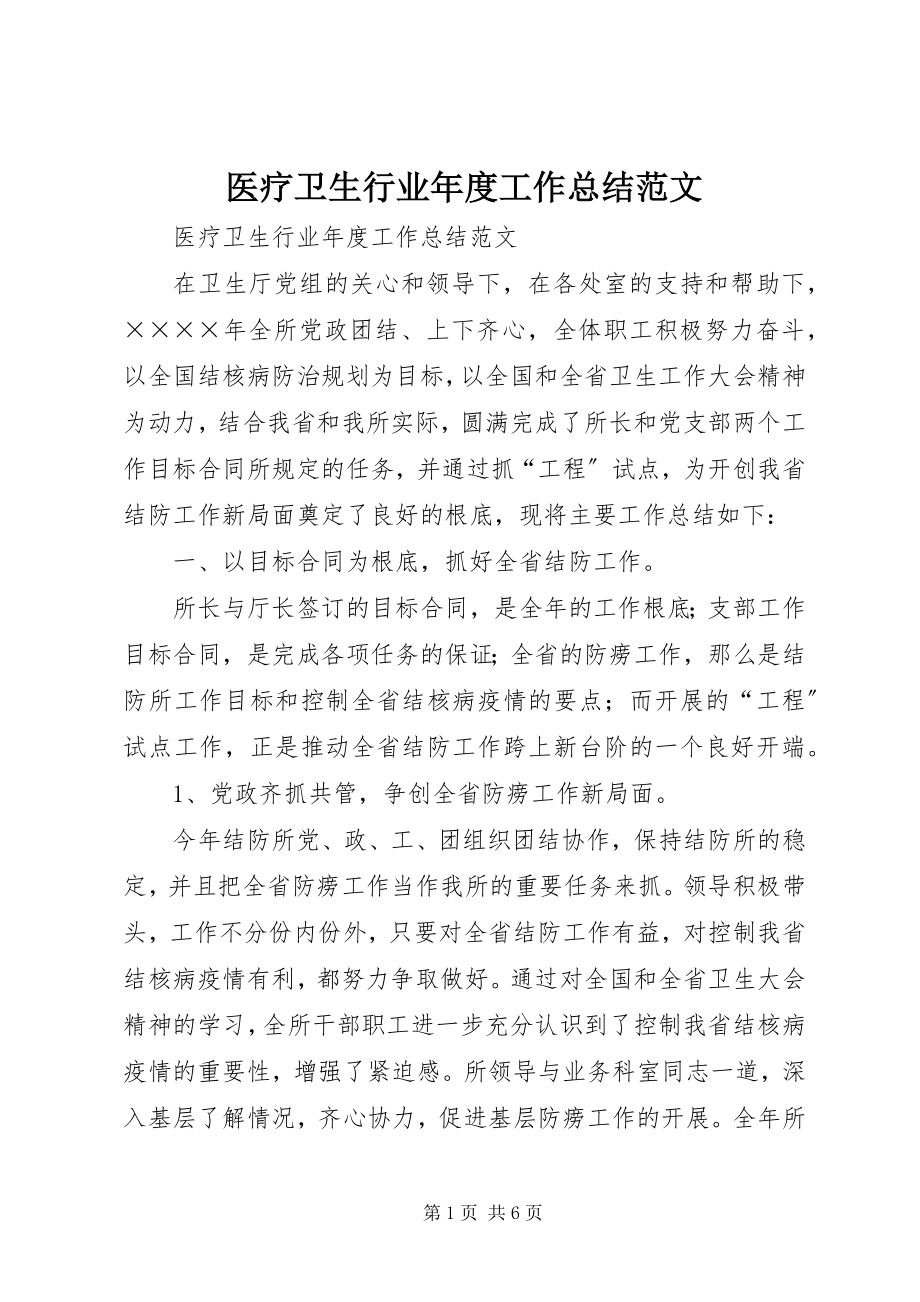 2023年医疗卫生行业年度工作总结.docx_第1页