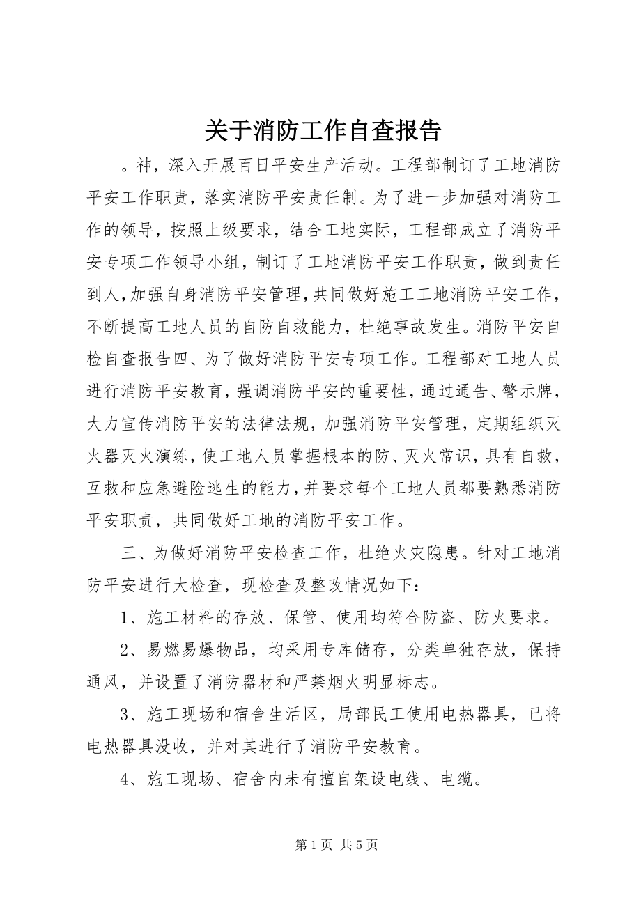 2023年消防工作自查报告.docx_第1页