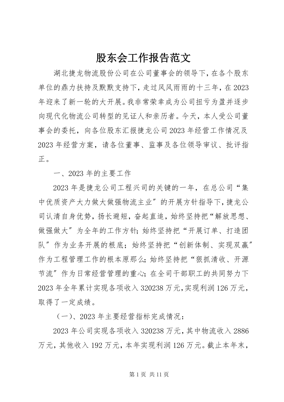 2023年股东会工作报告.docx_第1页