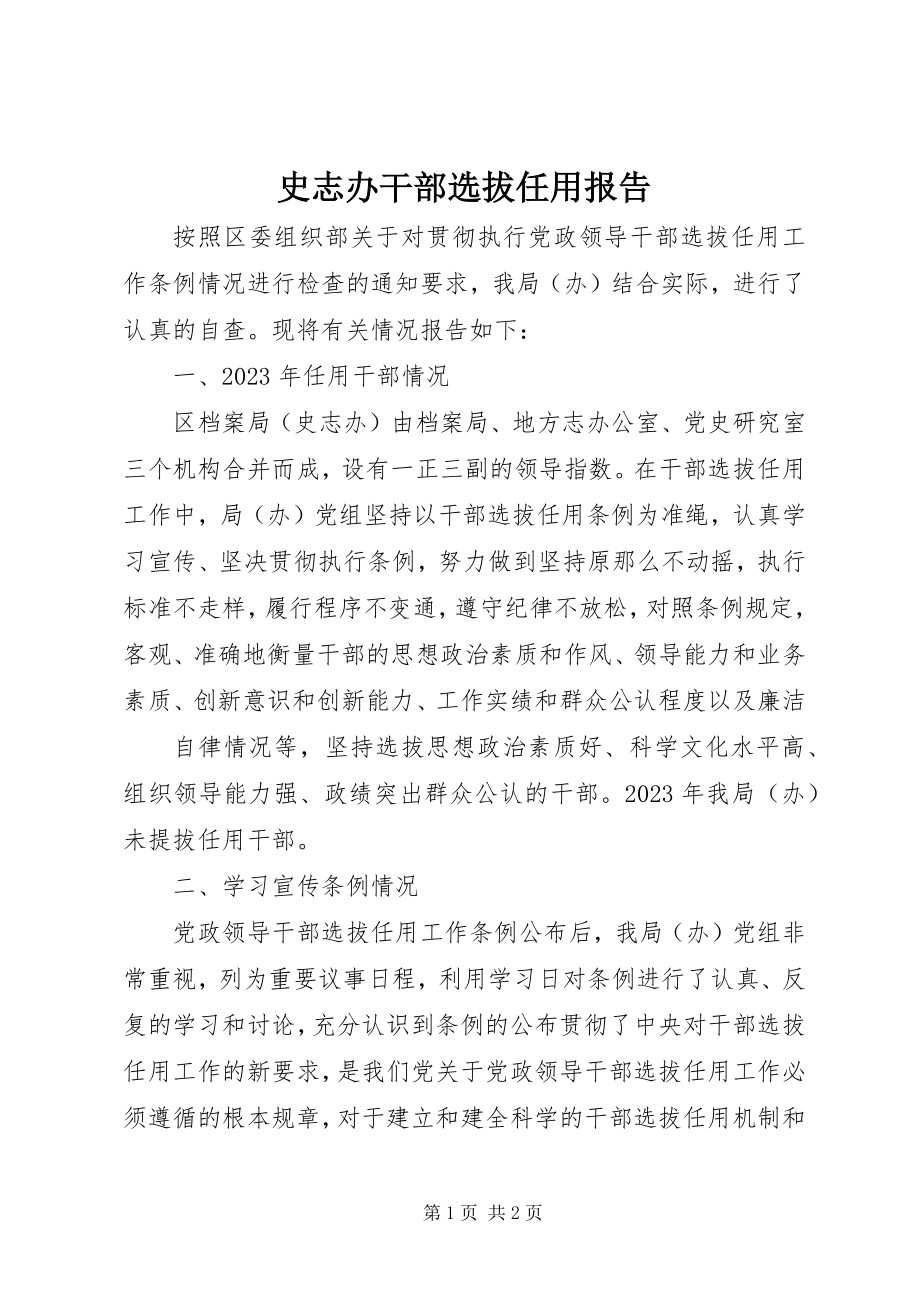 2023年史志办干部选拔任用报告.docx_第1页