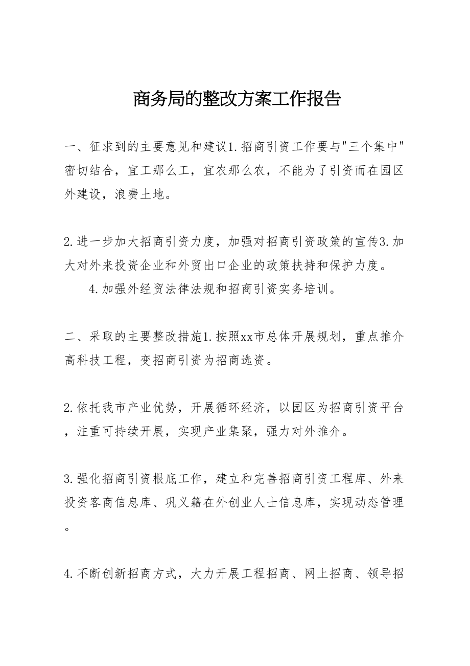 2023年商务局的整改方案工作报告.doc_第1页