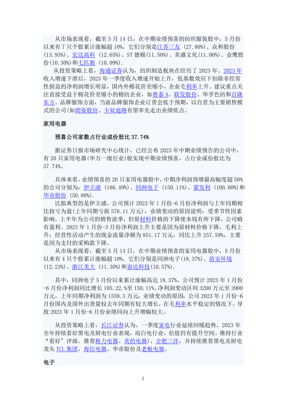 2023年逾900家公司披露中报预告 四行业城预喜股集中营.doc_第2页