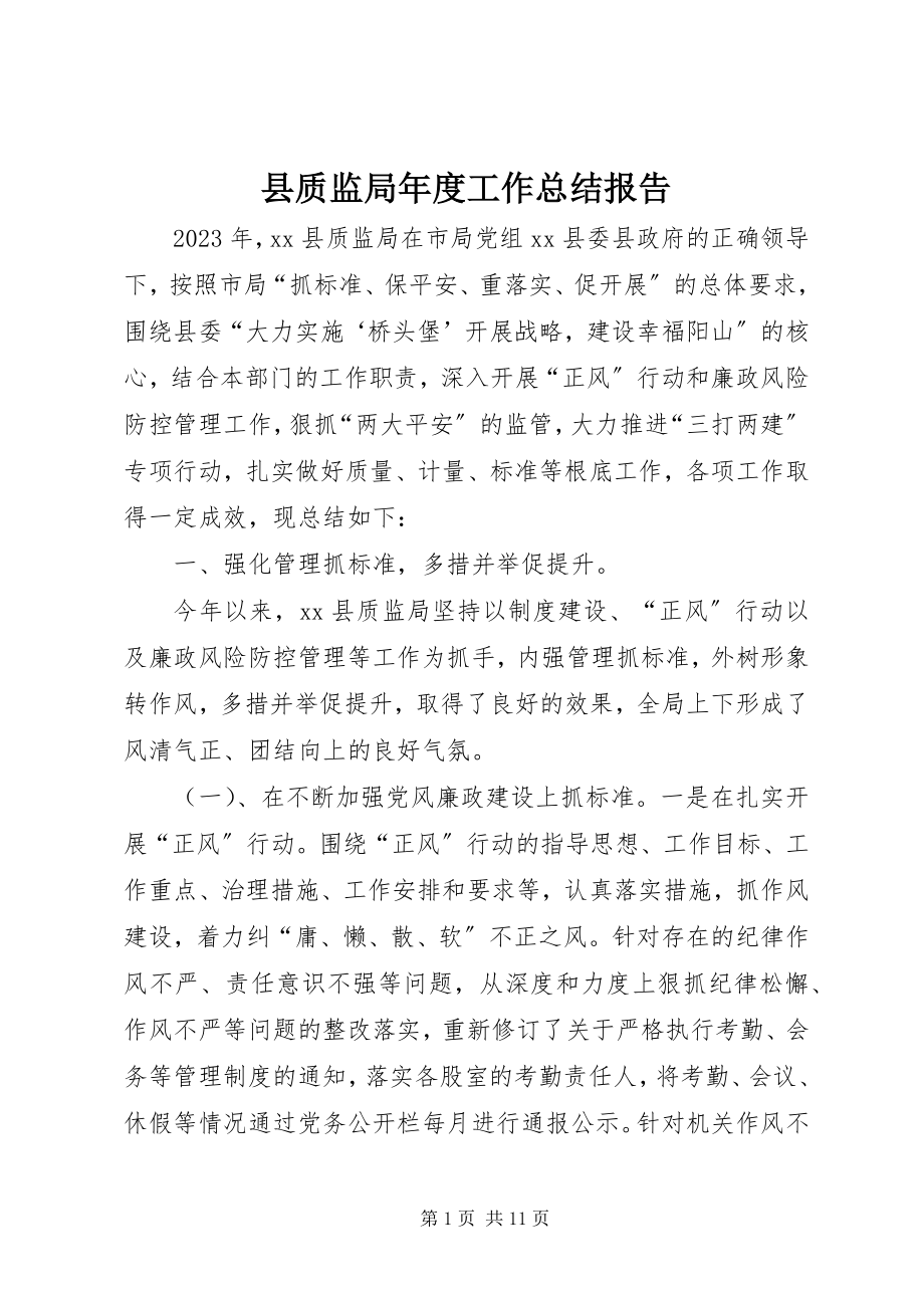 2023年县质监局年度工作总结报告.docx_第1页