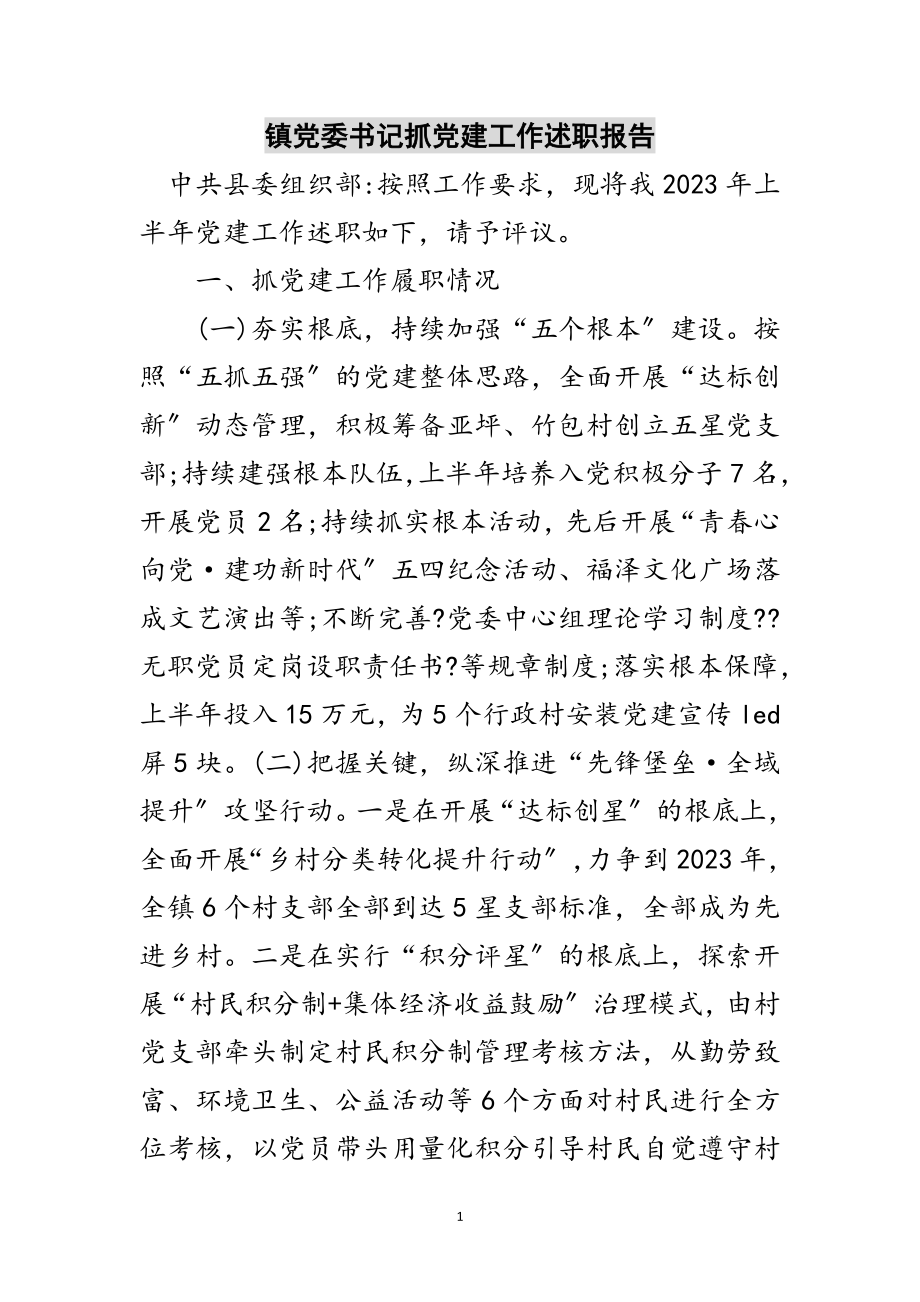 2023年镇党委书记抓党建工作述职报告范文.doc_第1页