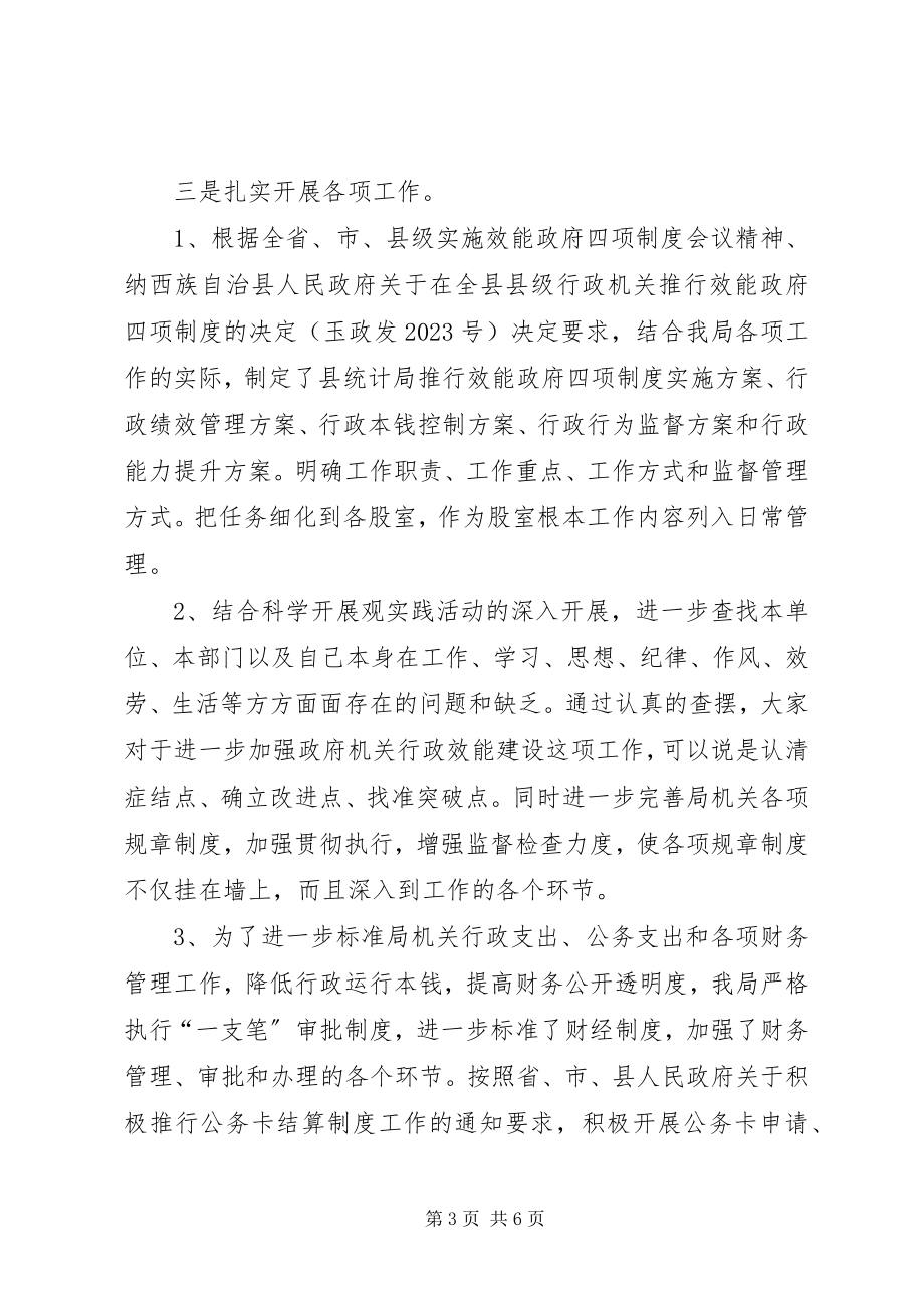 2023年统计局推行效能政府四项制度活动自查报告.docx_第3页