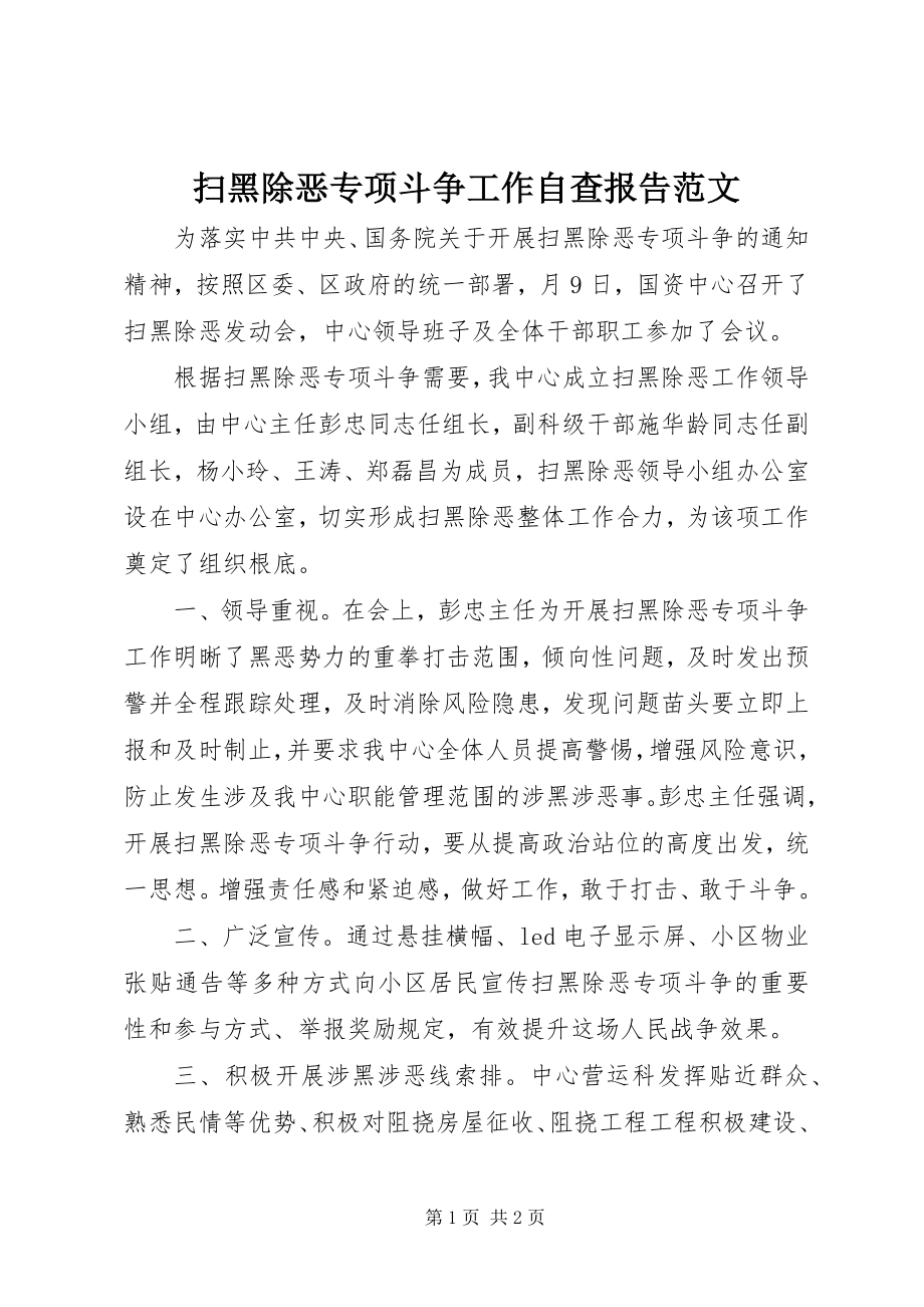 2023年扫黑除恶专项斗争工作自查报告2.docx_第1页