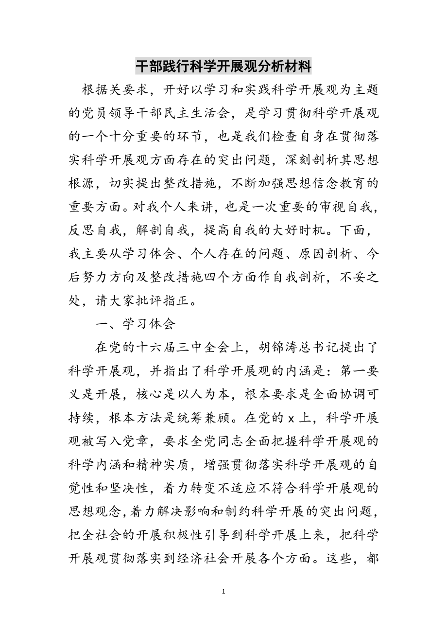 2023年干部践行科学发展观分析材料范文.doc_第1页