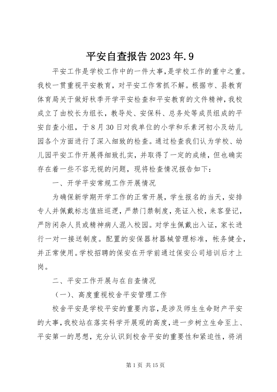 2023年安全自查报告9新编.docx_第1页