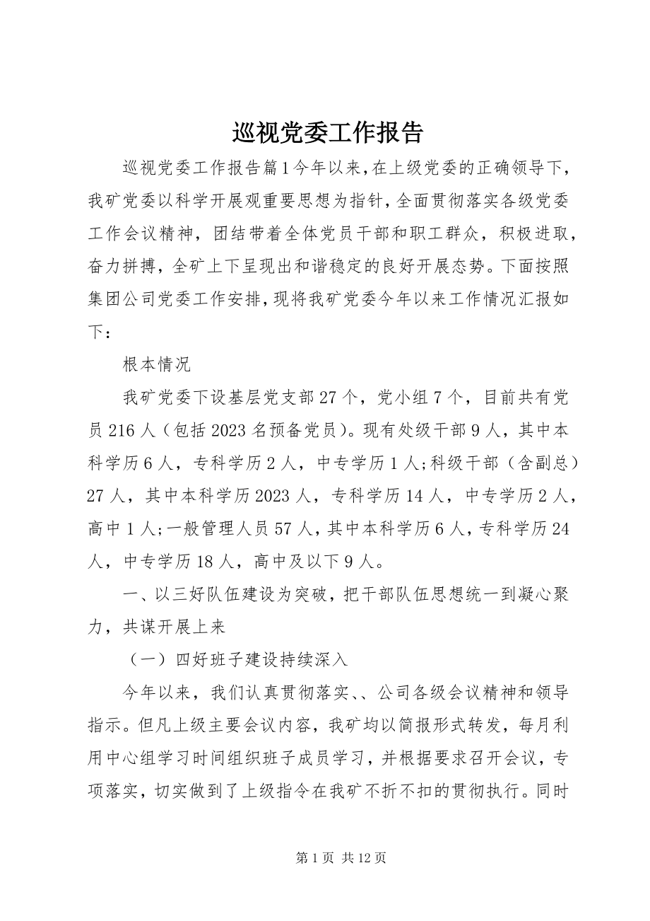 2023年巡视党委工作报告.docx_第1页