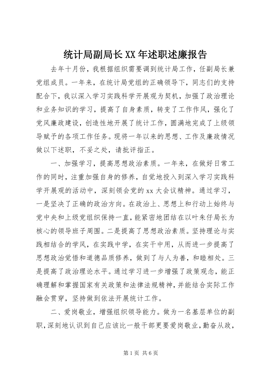 2023年统计局副局长述职述廉报告.docx_第1页