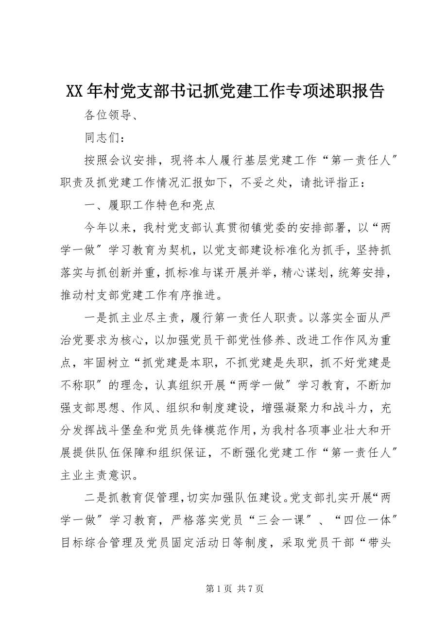 2023年村党支部书记抓党建工作专项述职报告.docx_第1页