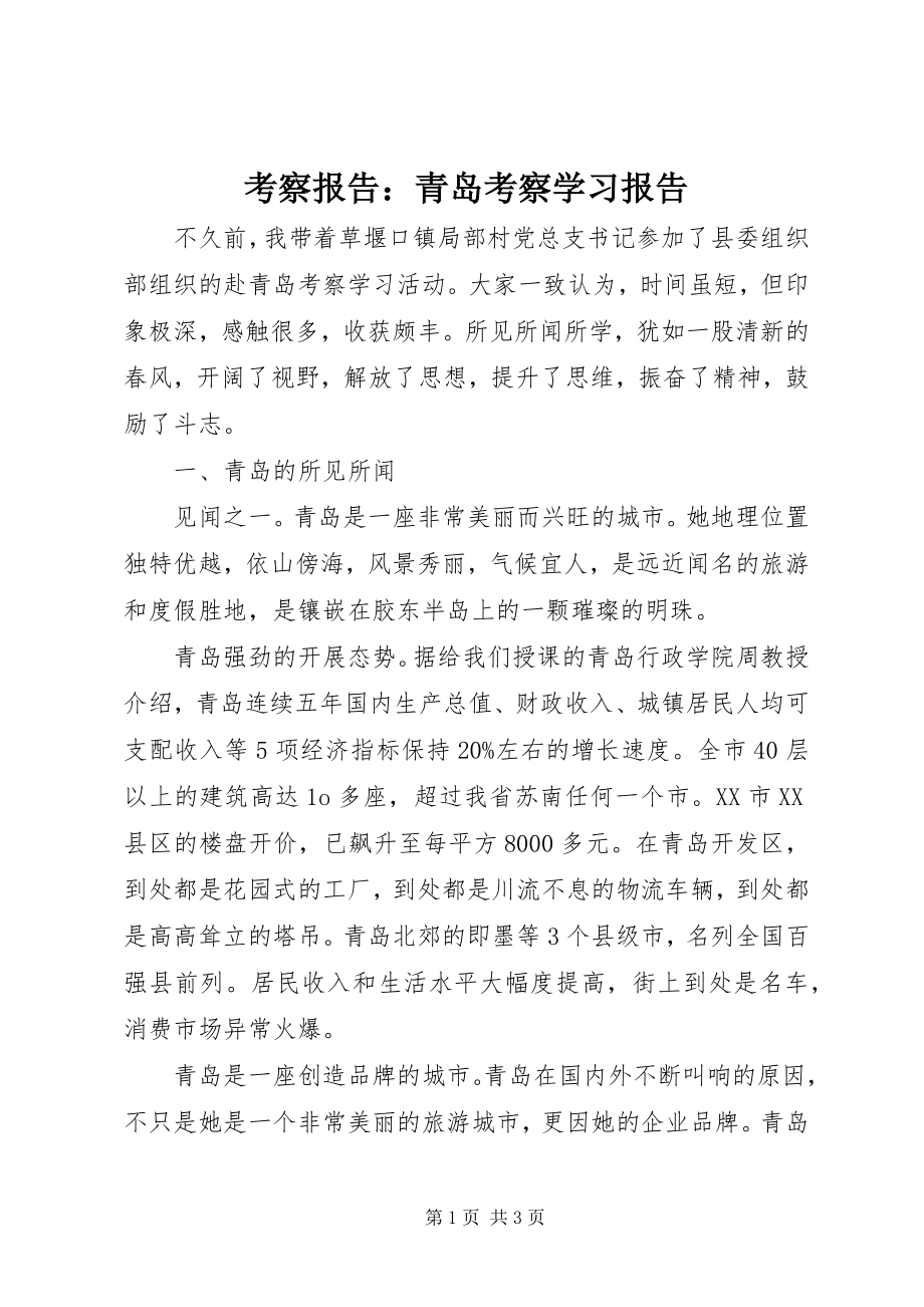 2023年考察报告青岛考察学习报告.docx_第1页