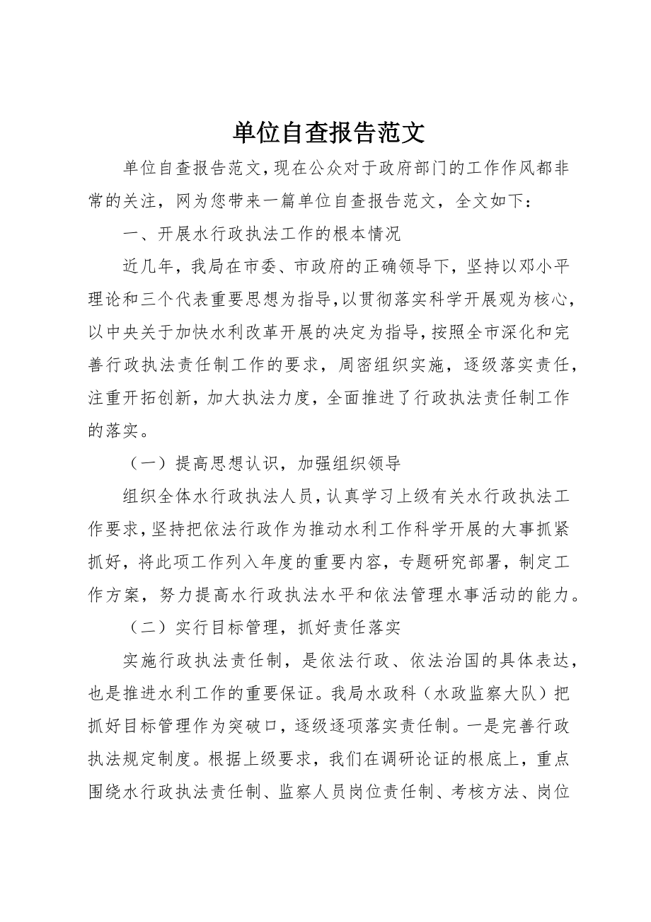 2023年单位自查报告.docx_第1页