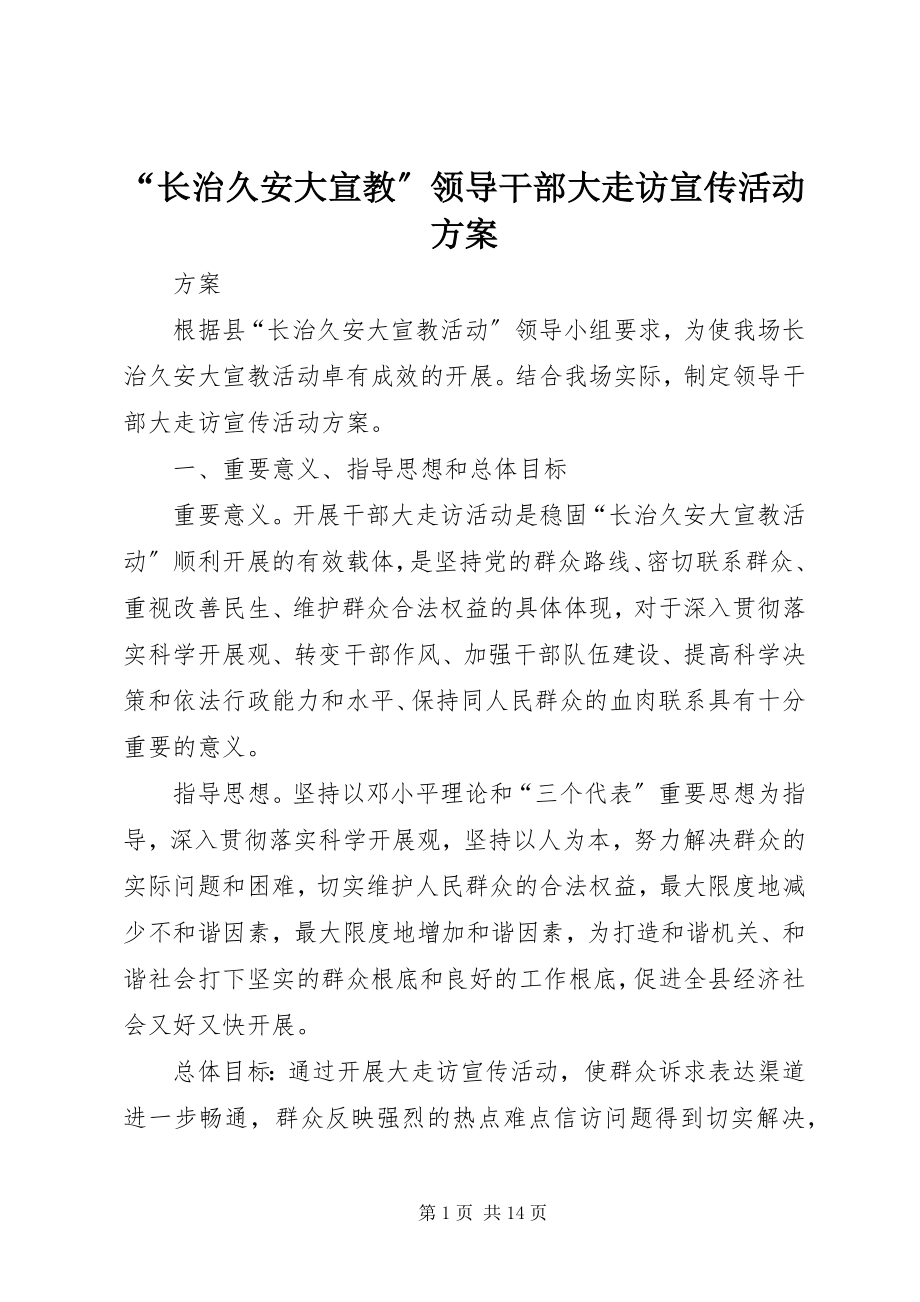 2023年长治久安大宣教领导干部大走访宣传活动计划.docx_第1页