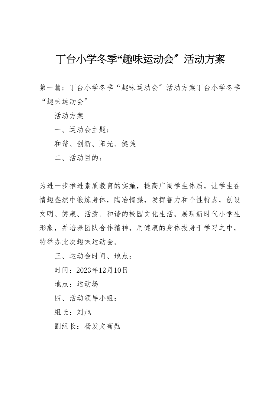 2023年丁台小学冬季趣味运动会活动方案.doc_第1页