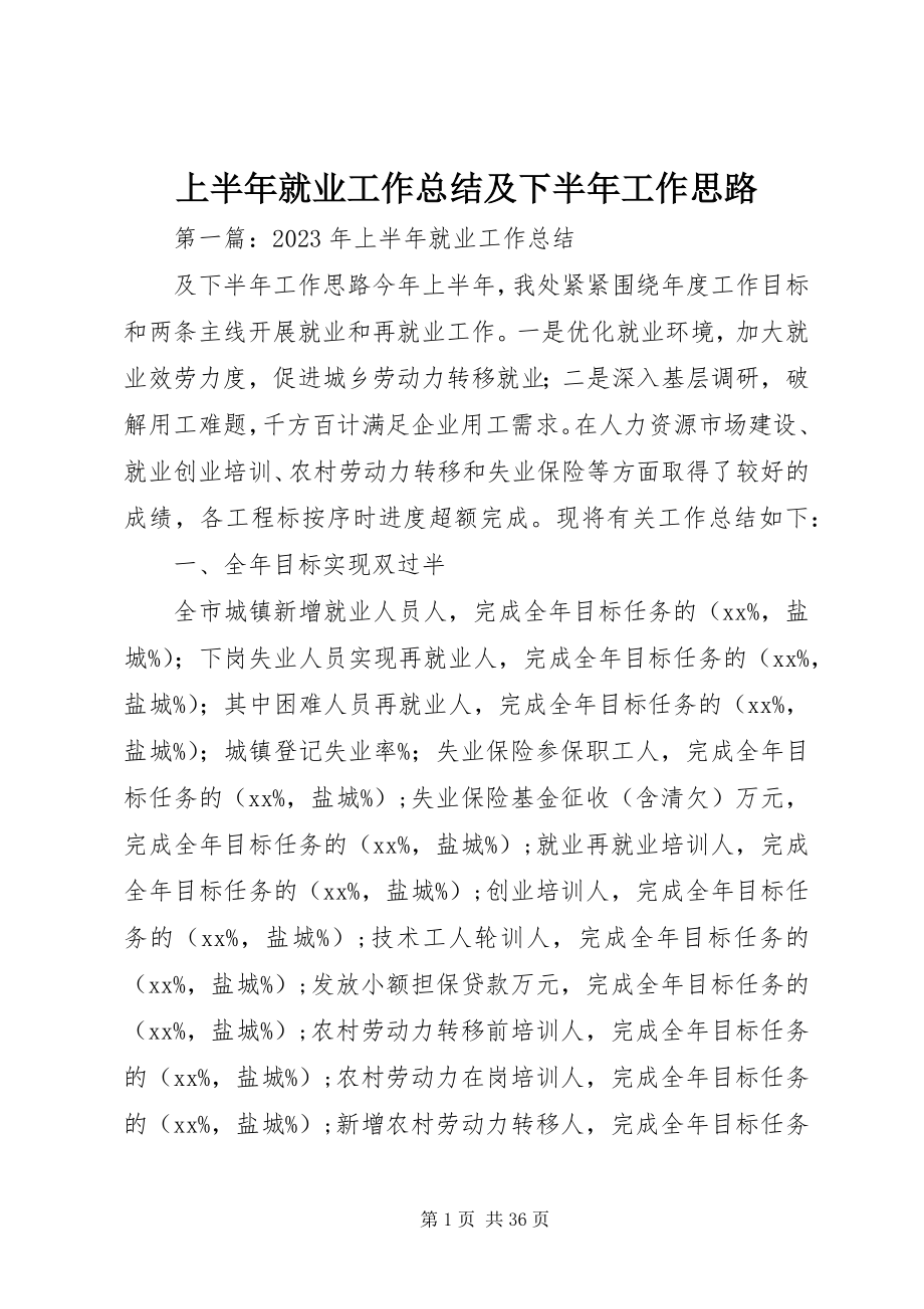 2023年上半年就业工作总结及下半年工作思路.docx_第1页