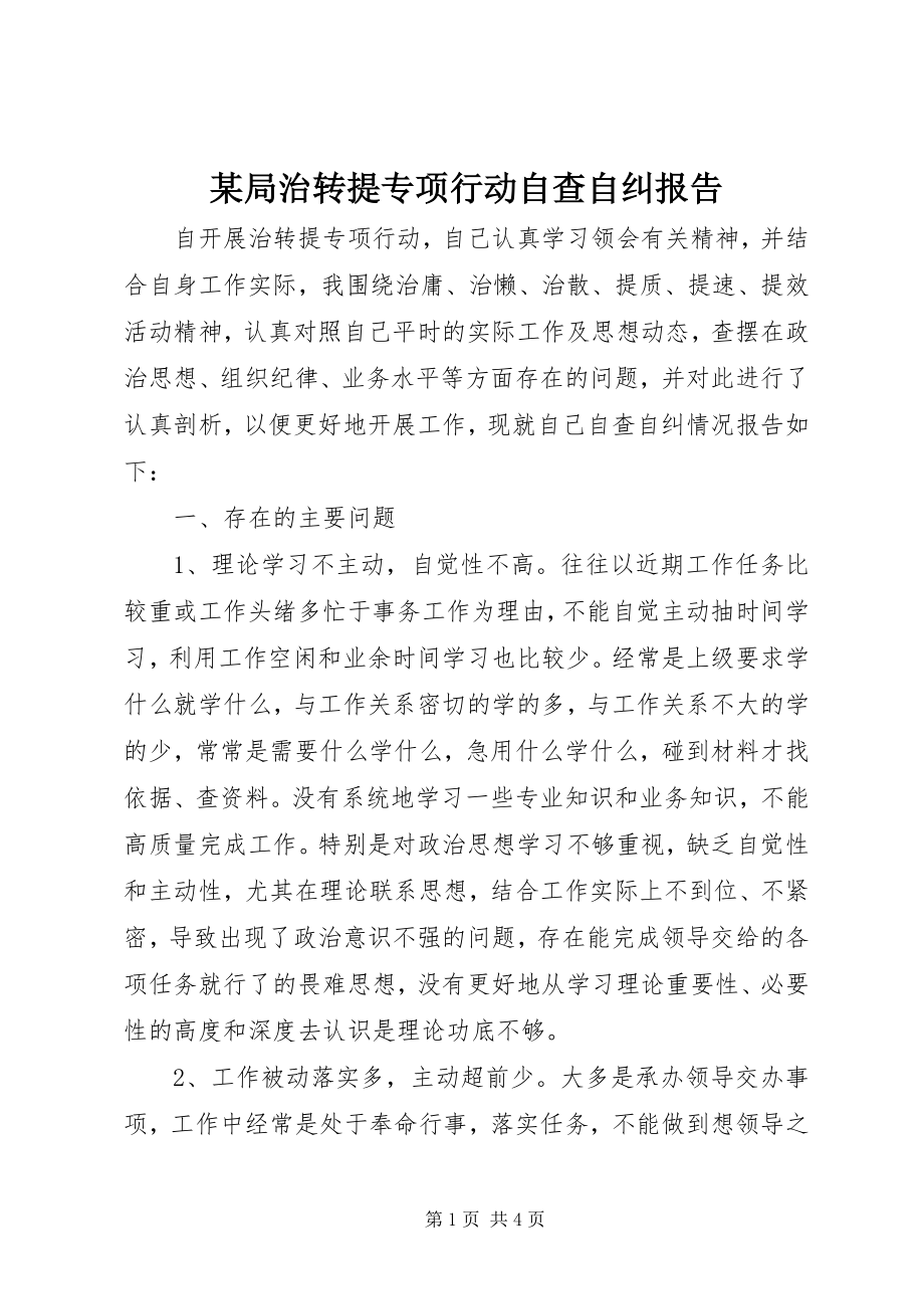 2023年某局治转提专项行动自查自纠报告.docx_第1页