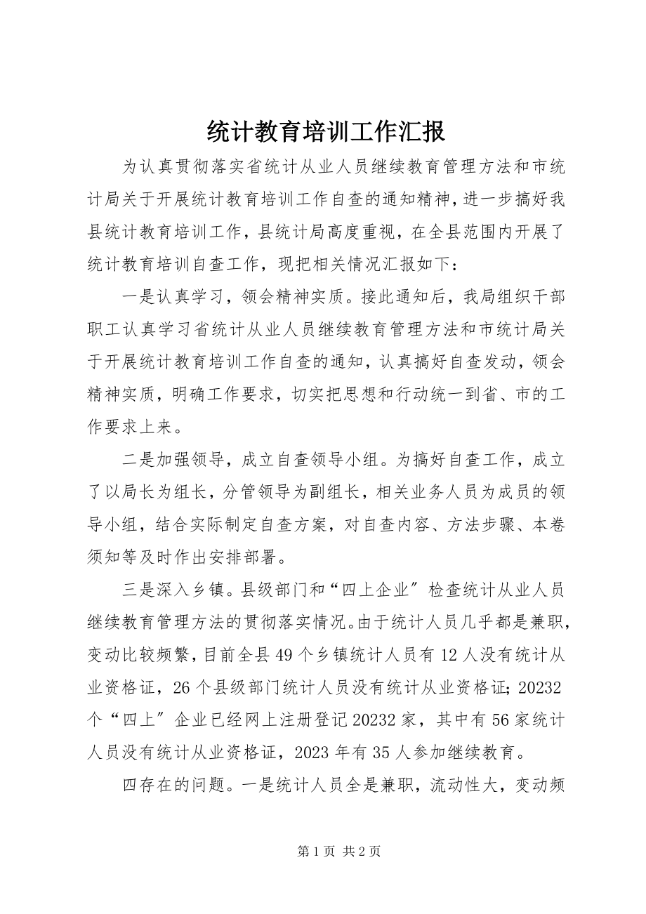 2023年统计教育培训工作汇报.docx_第1页