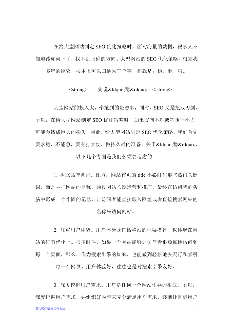 2023年浅析大型网站SEO优化的稳准狠原则.doc_第1页