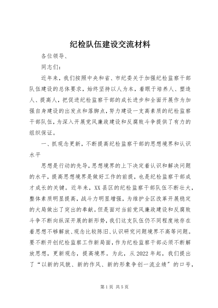 2023年纪检队伍建设交流材料.docx_第1页