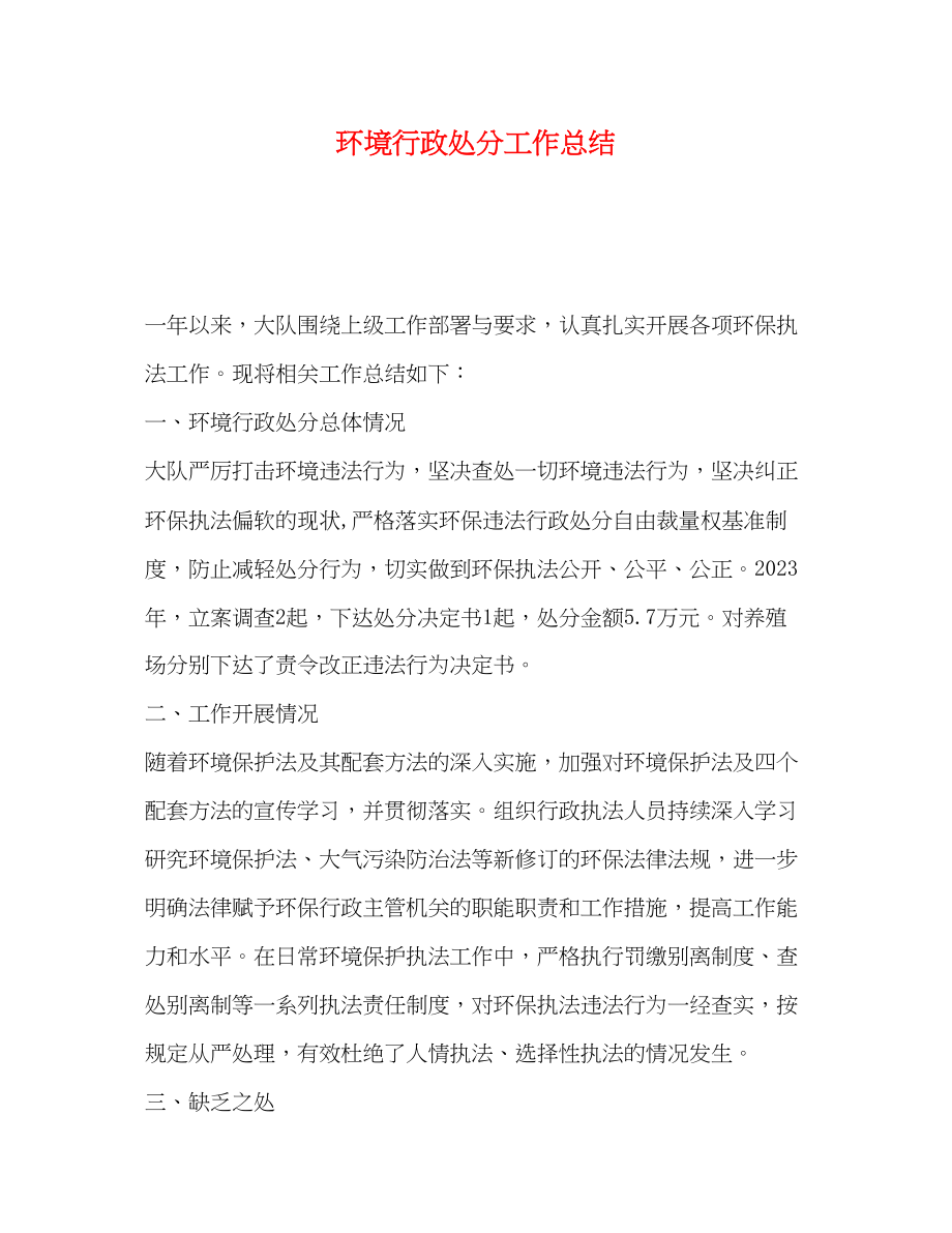 2023年环境行政处罚工作总结.docx_第1页