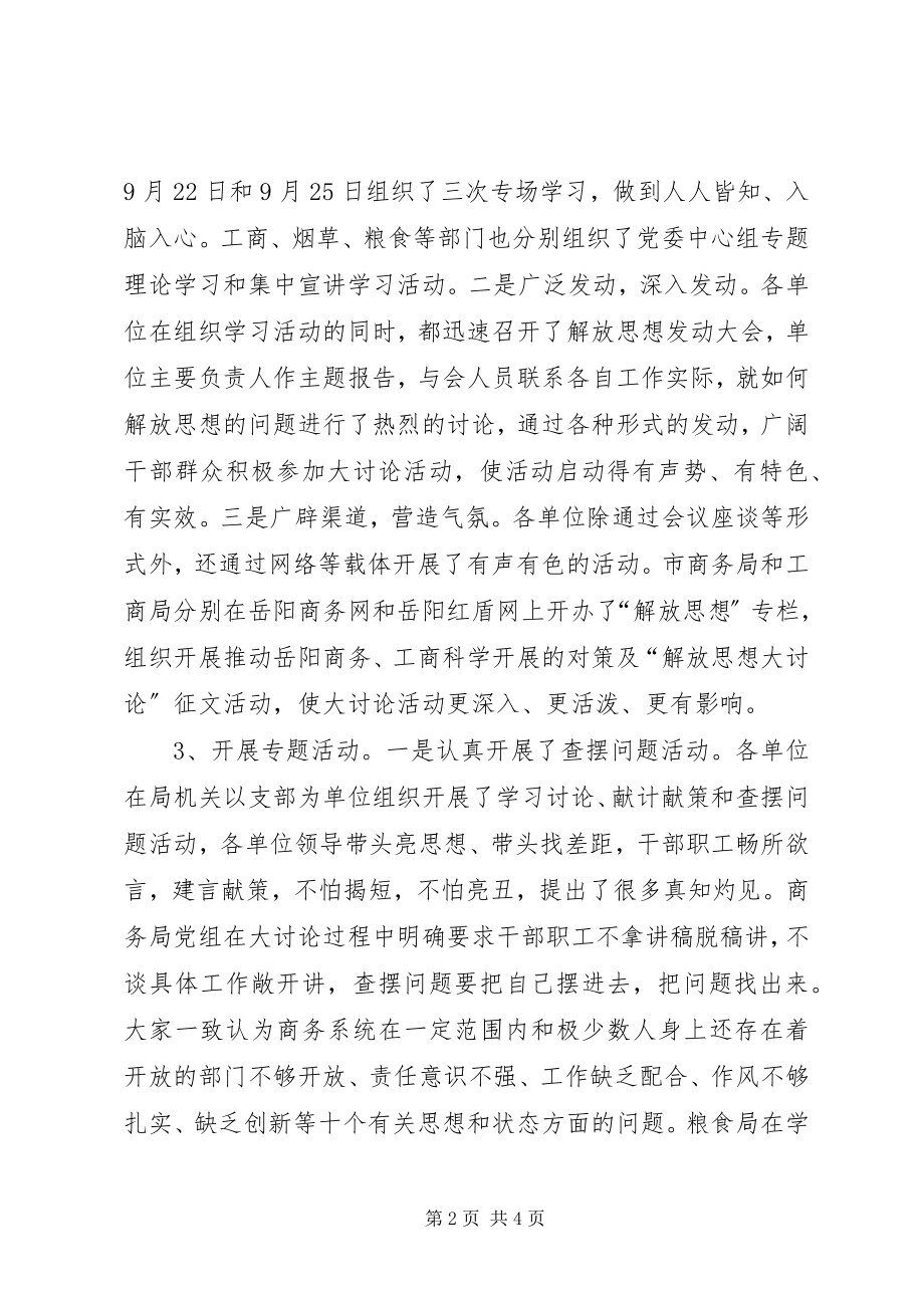 2023年商务局解放思想大讨论活动情况汇报.docx_第2页