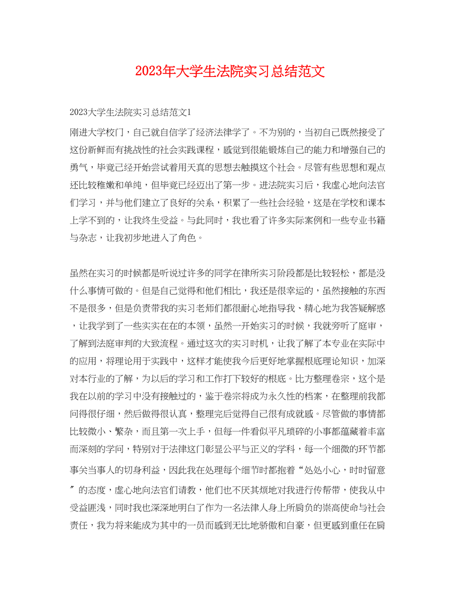 2023年大学生法院实习总结.docx_第1页