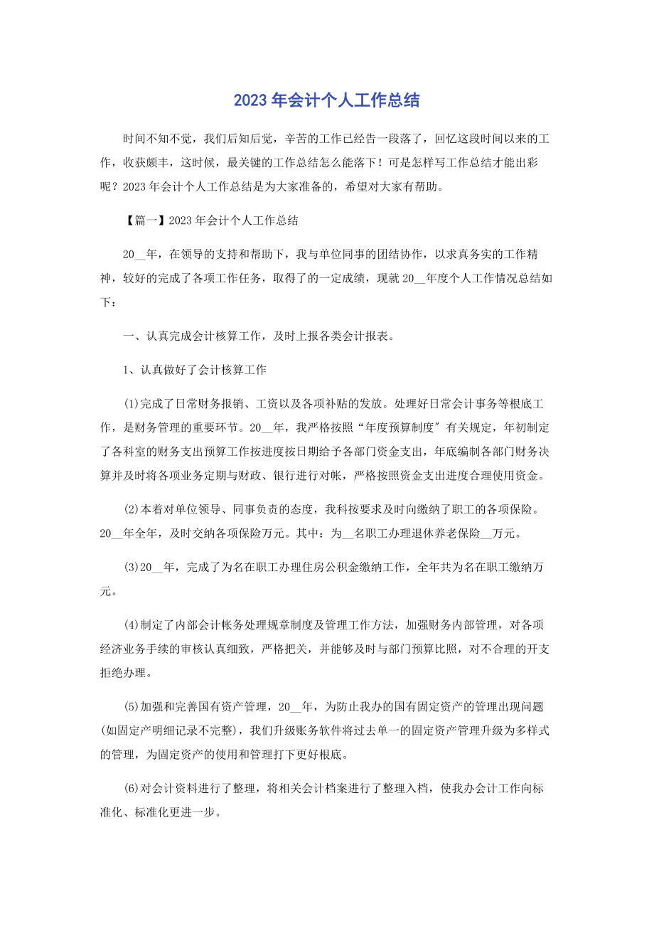 2023年会计个人工作总结.docx_第1页