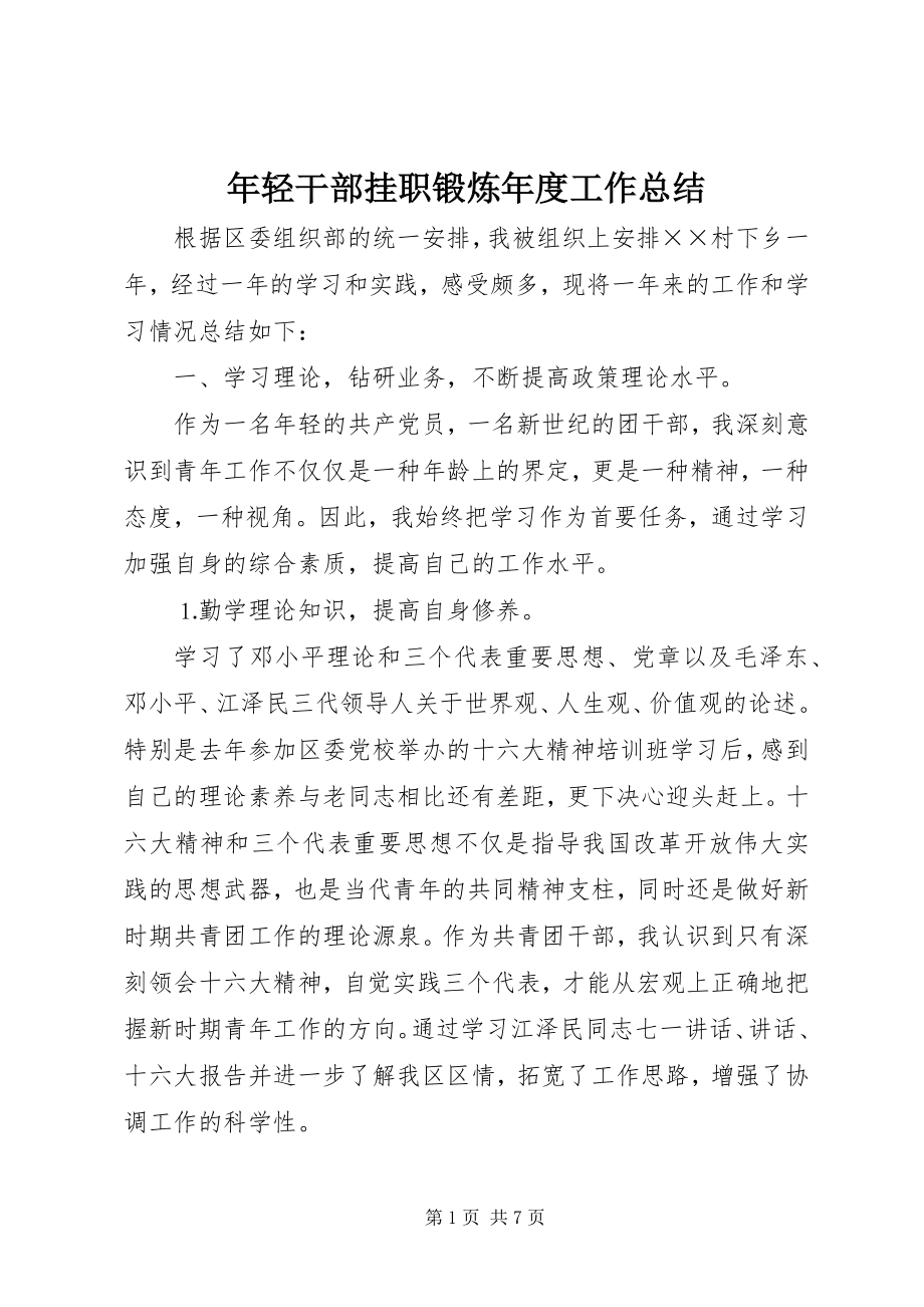 2023年轻干部挂职锻炼工作总结.docx_第1页