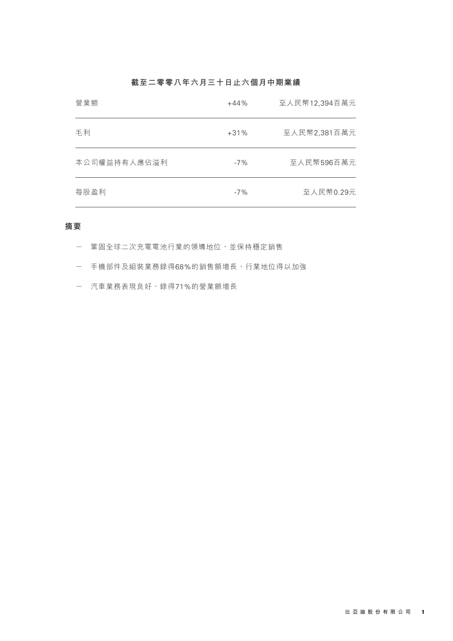 比亚迪2008年中期业绩报告.pdf_第2页