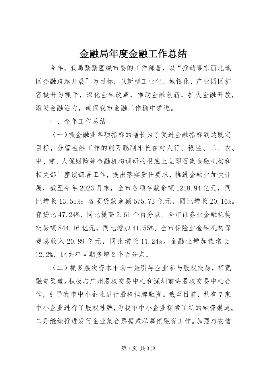 2023年金融局度金融工作总结.docx_第1页