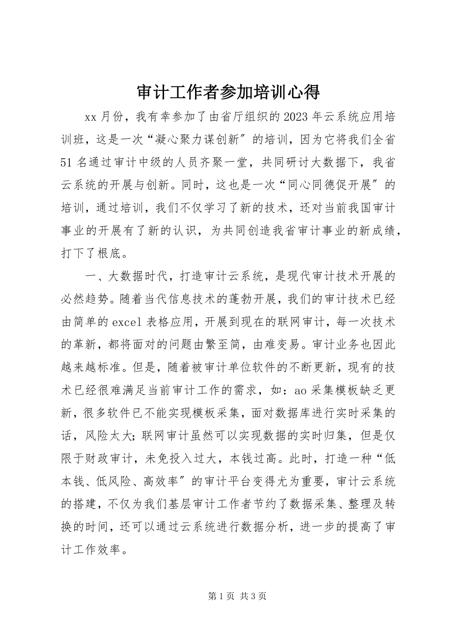 2023年审计工作者参加培训心得.docx_第1页