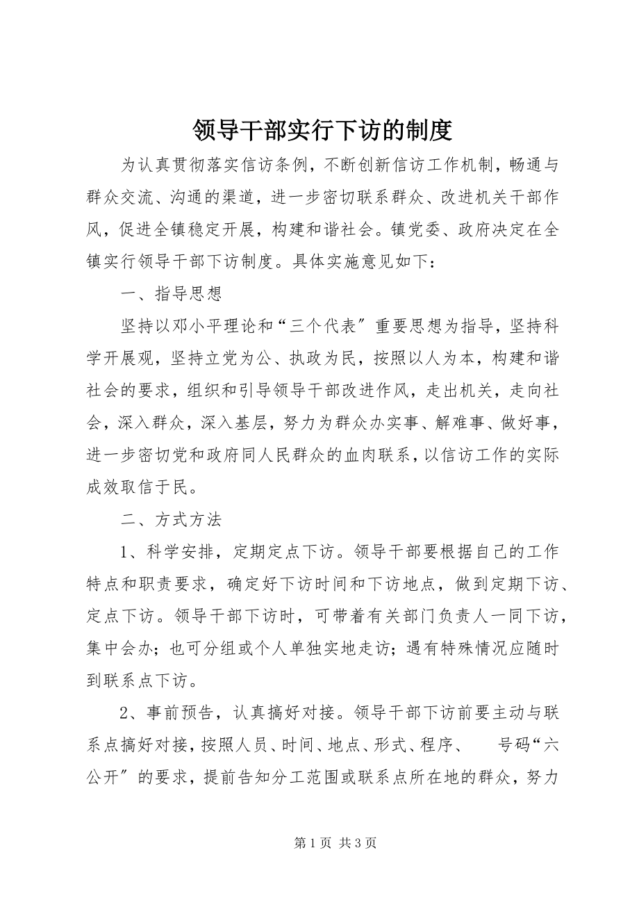 2023年领导干部实行下访的制度.docx_第1页