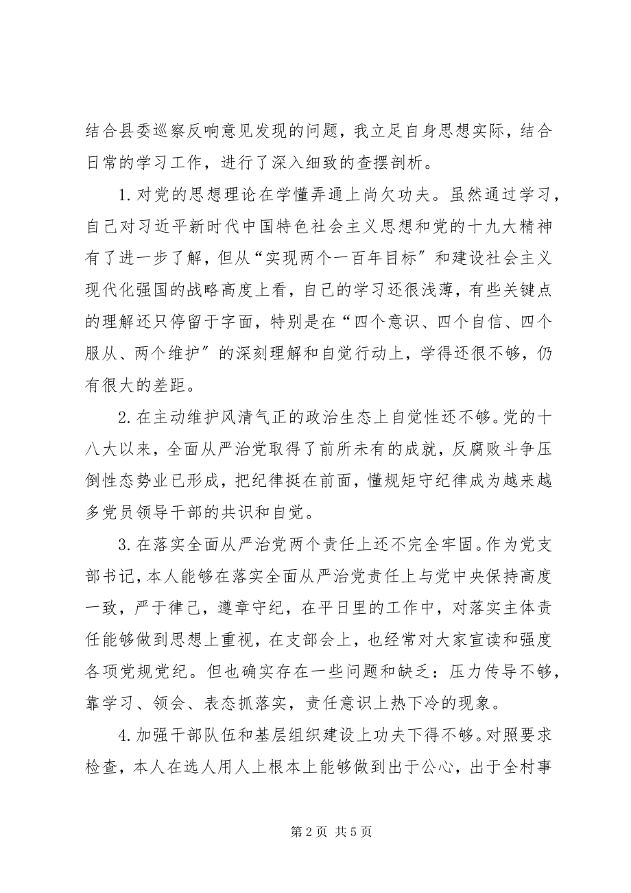 2023年巡察反馈意见专题组织生活会个人对照检查材料.docx_第2页