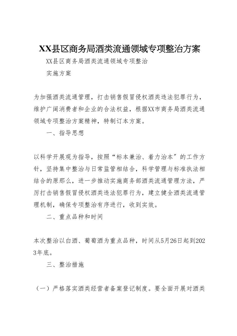 2023年县区商务局酒类流通领域专项整治方案.doc_第1页