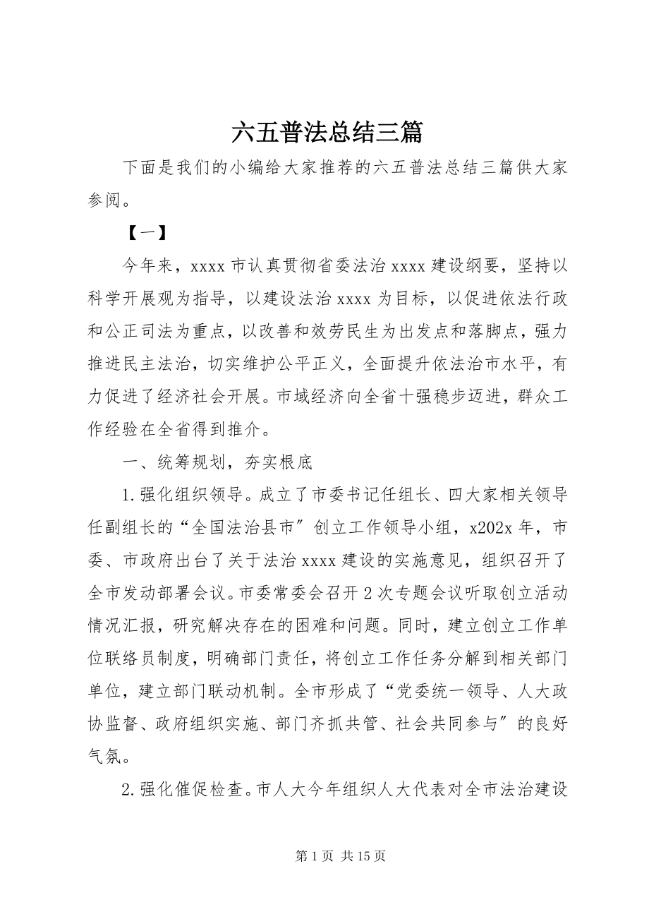 2023年六五普法总结三篇.docx_第1页