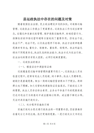 2023年县运政执法中存在的问题及对策.docx