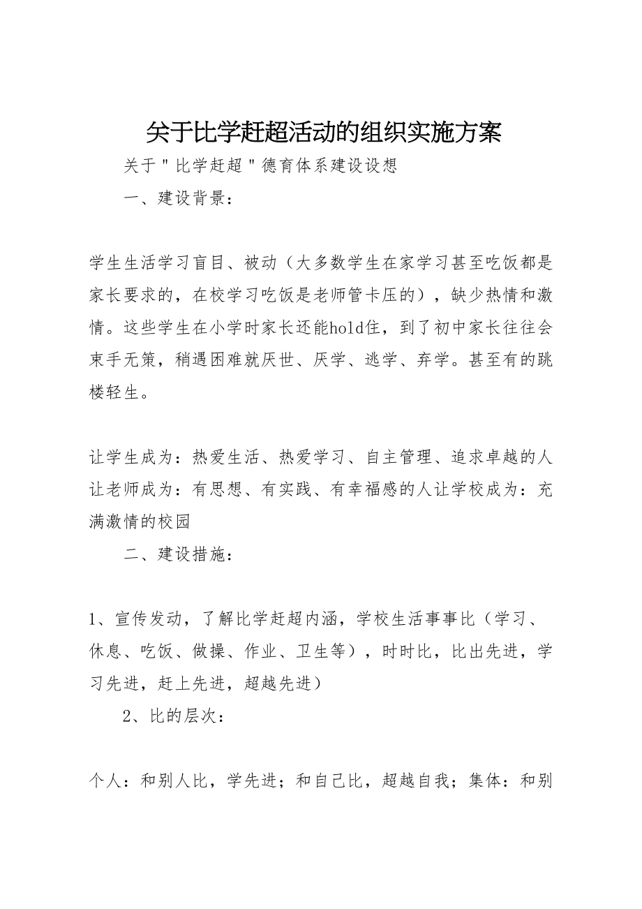 2023年关于比学赶超活动的组织实施方案 2.doc_第1页