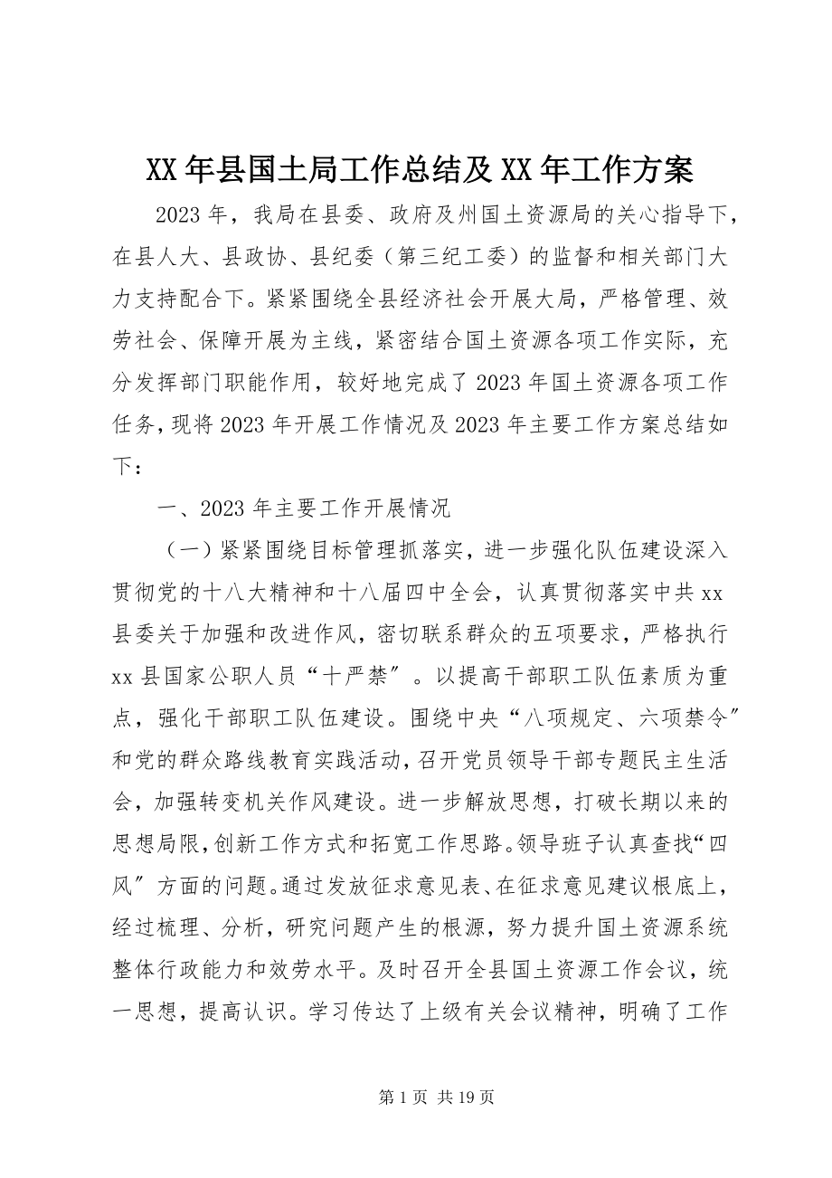 2023年县国土局工作总结及工作计划.docx_第1页