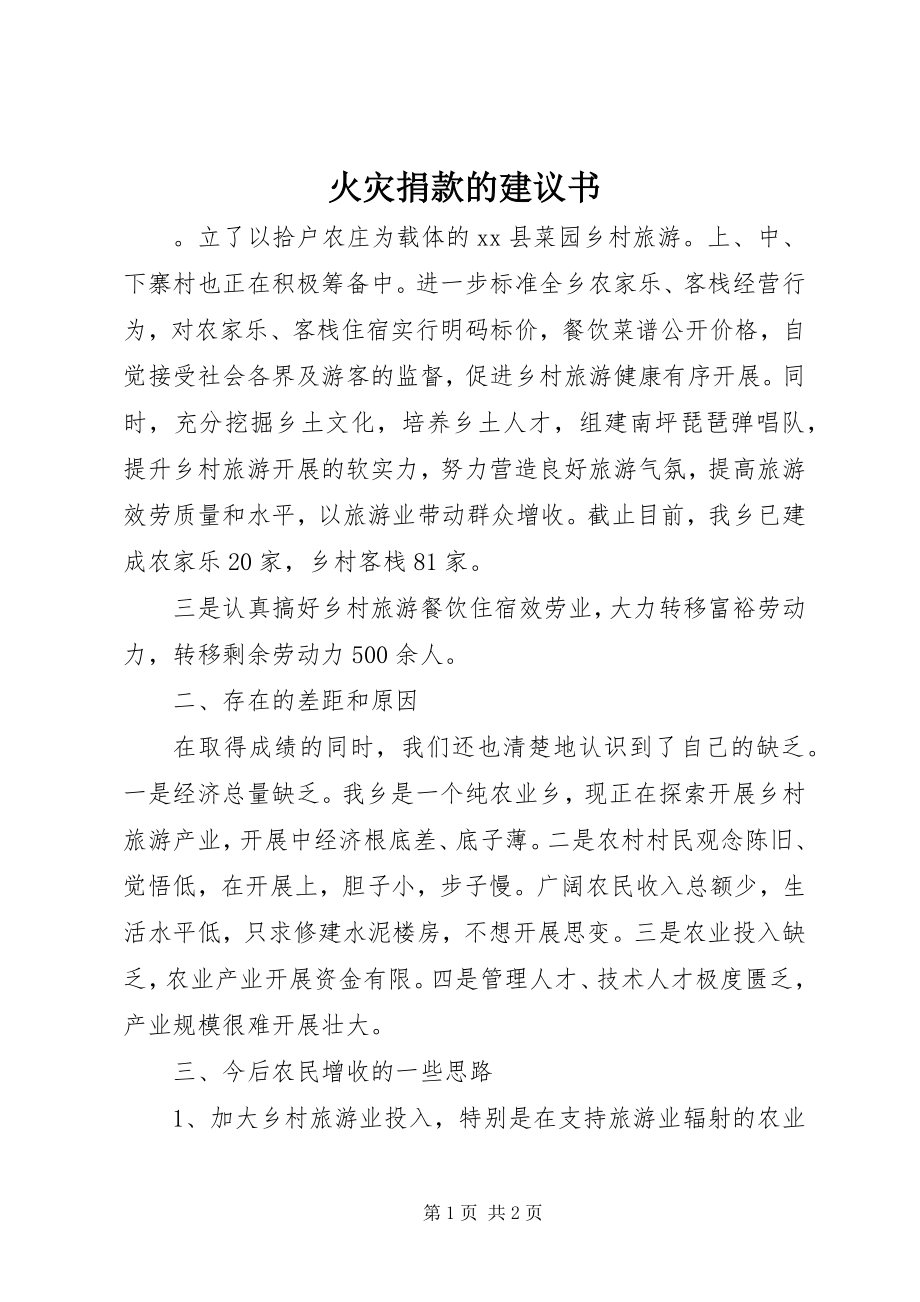 2023年火灾捐款的倡议书.docx_第1页